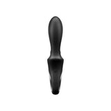 Vibratore rabbit nero Satisfyer Heat Climax Plus in silicone opaco con logo SF