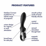 Diagramma tecnico vibratore rabbit Satisfyer silicone morbido ricarica magnetica e app