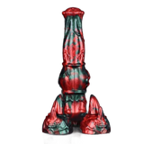 Dildo mostro silicone rosso verde marmorizzato tre piedi demoniaci