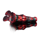 Dildo mostro in silicone rosso e nero finitura lucida