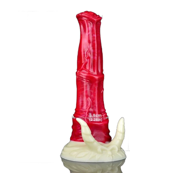 Dildo Hellfire Vicky silicone rosso intenso base cornuta