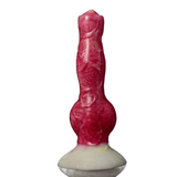 Dildo mostro rosa intenso venature bianche superficie opaca base texture