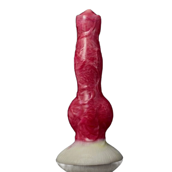 Dildo mostro rosa intenso venature bianche superficie opaca base texture