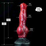 Fantasy dildo mostro rosso bianco viola taglia S testa scolpita su sfondo nero