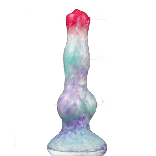 Fantasy dildo mostro gradiente rosso verde acqua blu base larga texture