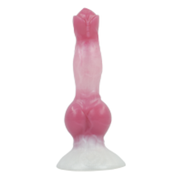 Dildo mostro rosa chiaro sfumature scure base bianca superficie opaca senza misure
