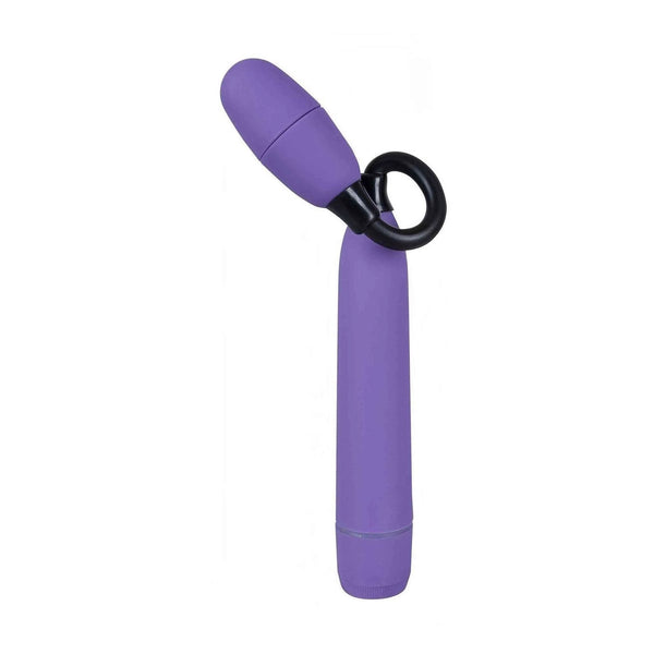 Vibratore Hey Mr.Flex viola con anello gancio nero e collo flessibile inclinato