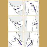 Illustrazione uso vibratore Hey Mr.Flex viola per stimolazione multipla punti G