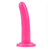 Mini dildo rosa acceso in silicone con forma curva e ventosa, lunghezza 2.25 pollici