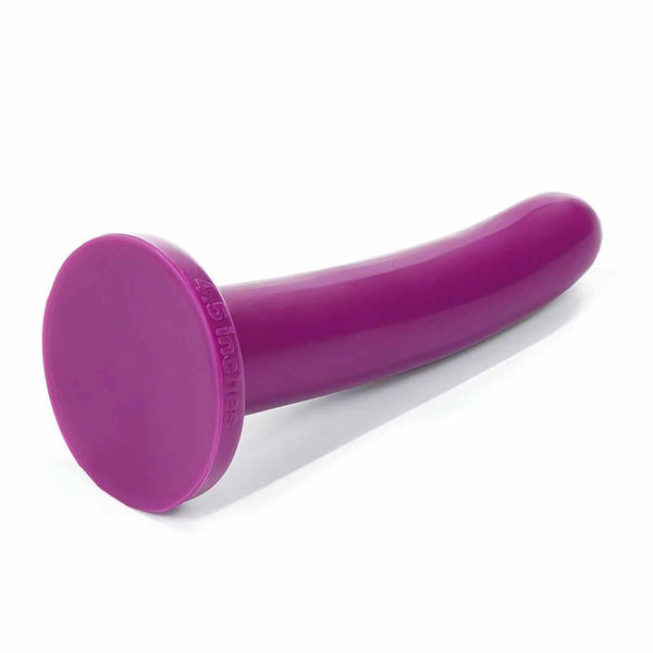 Dildo mini viola acceso Classico con ventosa, silicone lucido forma curva ergonomico