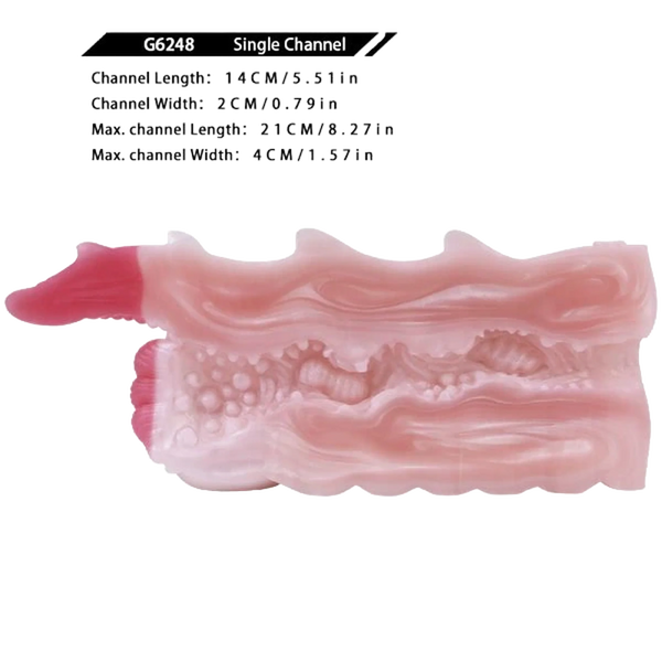 Sezione interna canale singolo masturbatore Banshee drago silicone rosa texture ondulata