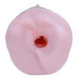 Vista dall'alto canale interno masturbatore Banshee drago silicone rosa con bordi rossi