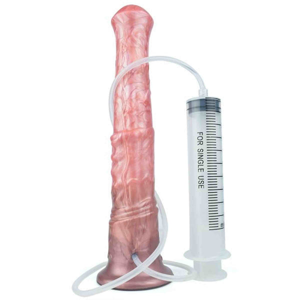 Siringa monouso collegata dildo rosa per uso anale