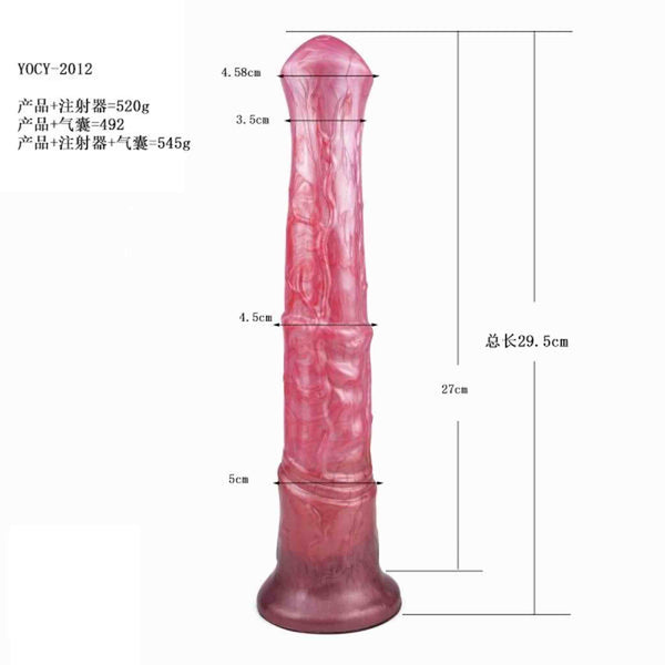 Misure dettagliate dildo rosa YOCY-2012 altezza 29,5 cm