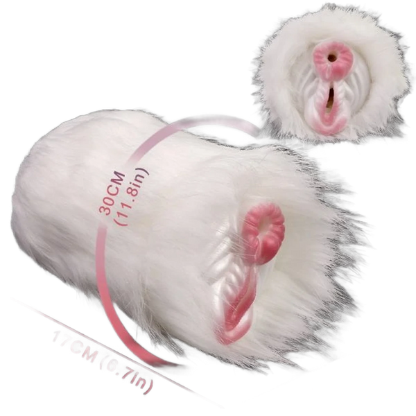 Giocattolo peloso a forma di cavallo con doppio canale in silicone liquido rosa e bianco