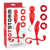 Confezione kit Hot Storm Chisa Novelties con stimolatore, wand e anelli rossi