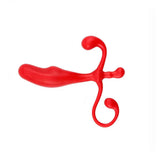 Stimolatore prostatico rosso ergonomico con doppia testa sferica curva
