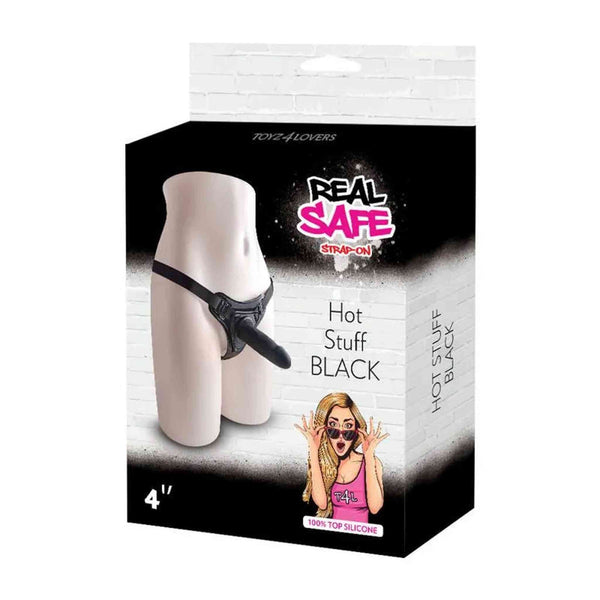 Scatola strapon nero Hot Stuff 4 pollici Toyz4Lovers 100% silicone