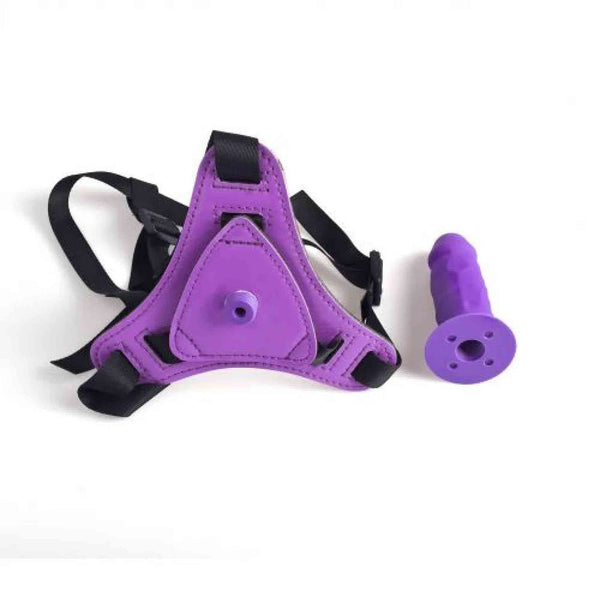 Strapon viola smontato con base Y cucita e dildo staccato