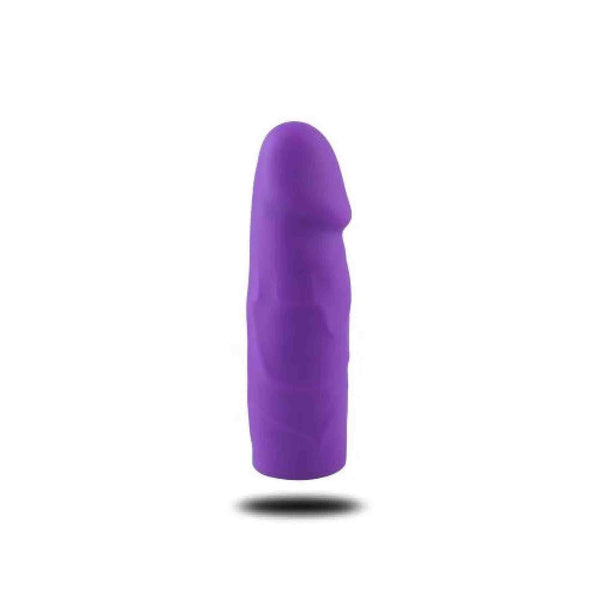 Pene in silicone viola anatomico testa arrotondata vista frontale