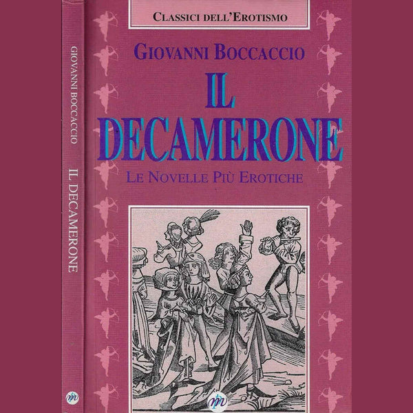 Il Decamerone Le Novelle più Erotiche di Boccaccio copertina rigida viola con illustrazione medievale