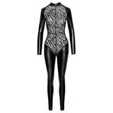 Jumpsuit aderente con inserto di velluto tigrato
