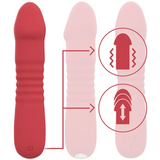 Juni Vibratore a Spinta Up & Down in Silicone, 10 modalità di vibrazione, Ricaricabile