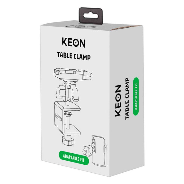 Fronte scatola clamp da tavolo Kiiroo Keon con adesivo adattabilità verde