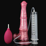 Dildo rosa in silicone lucido YOCY con pompa e siringa da 100ml