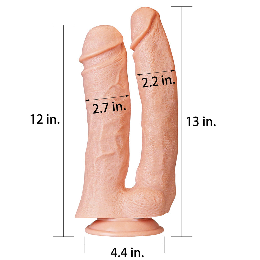 Dildo Doppio Con Ventosa 30-33 cm. Ø 5.5-6.8 cm