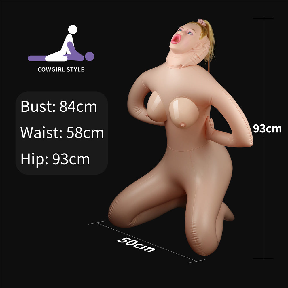 Bambola BiondaHorny Cowgirl Doll - Volto in 3D, Capelli e Inserti Super Realistici in Silicone