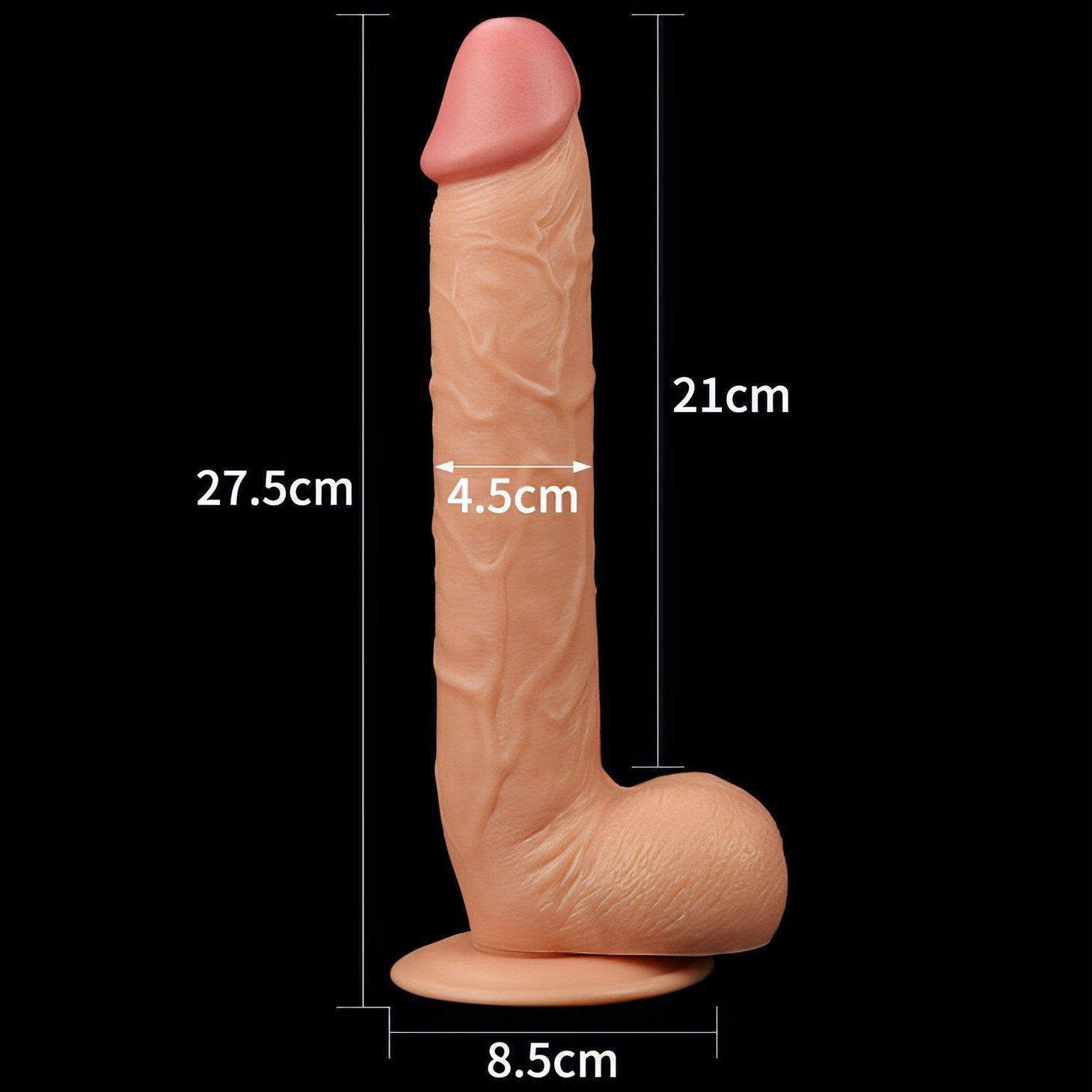 Fallo Maxi 10'' realistico con testicoli e ventosa - 27.5 cm lungo Ø 4.5 cm , Rosa Carne