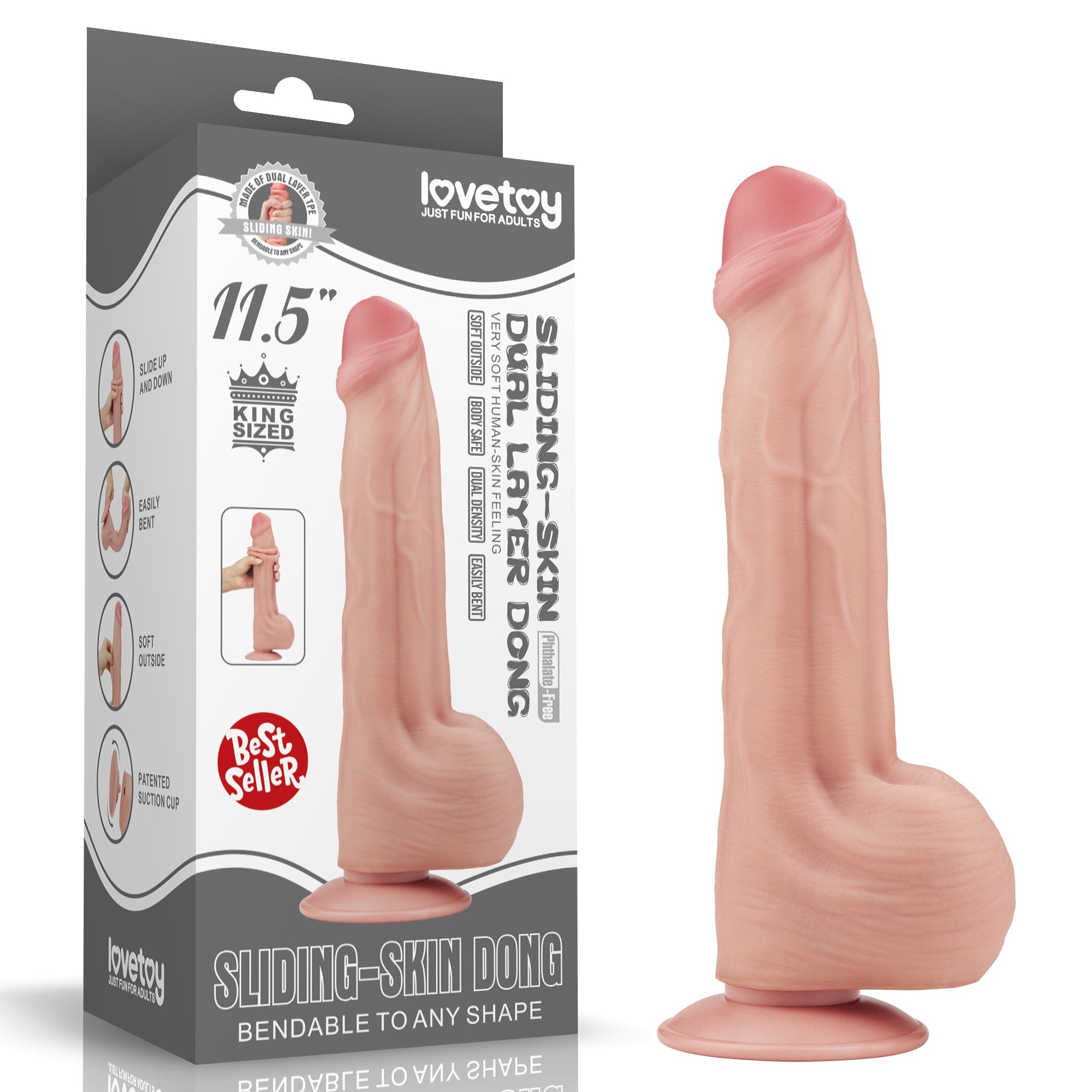 Fallo Super Realistico con Pelle Scorrevole - 11.5'' Rosa Carne