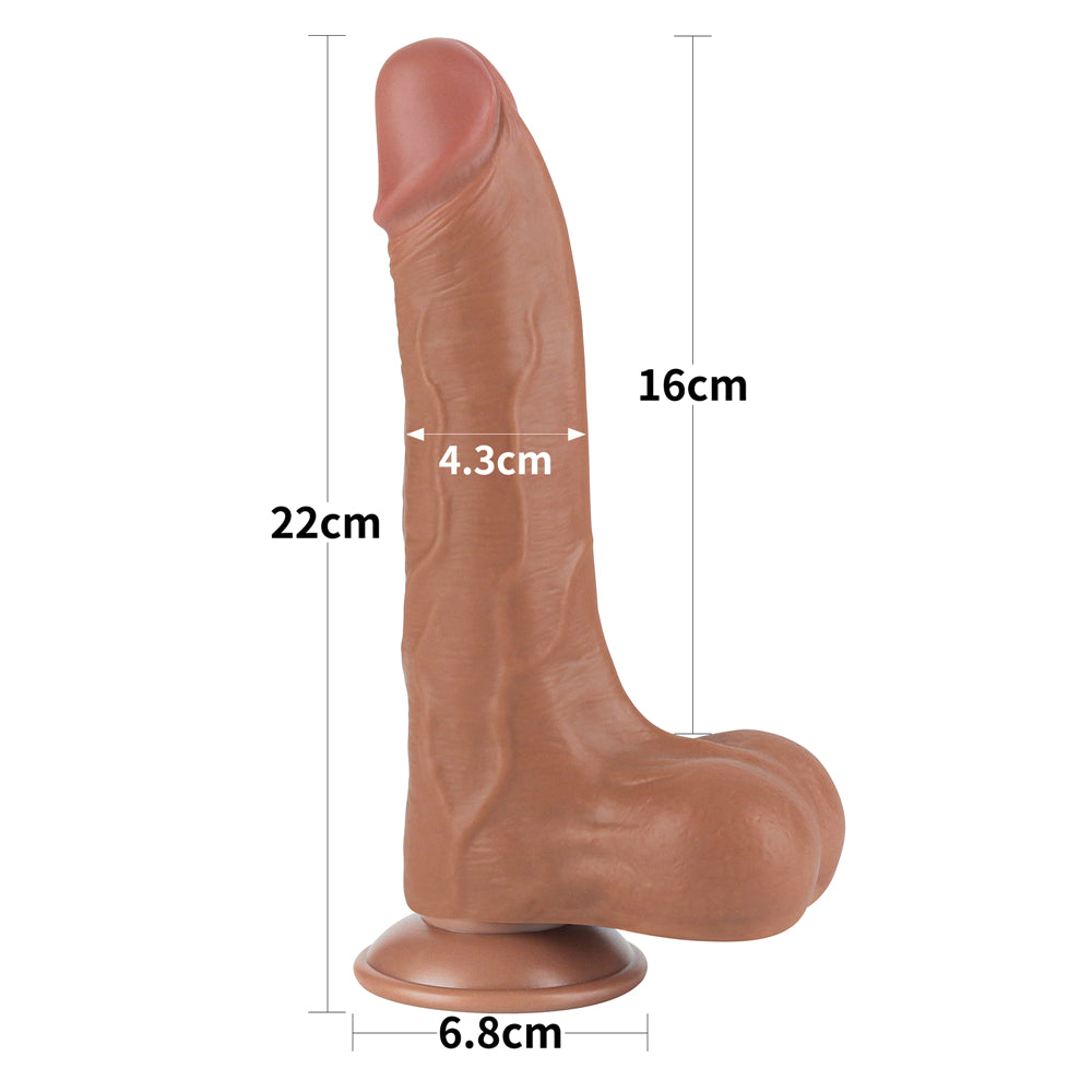 Fallo Mulatto Super Realistico con Pelle Scorrevole come un Membro Vero - 8.5''