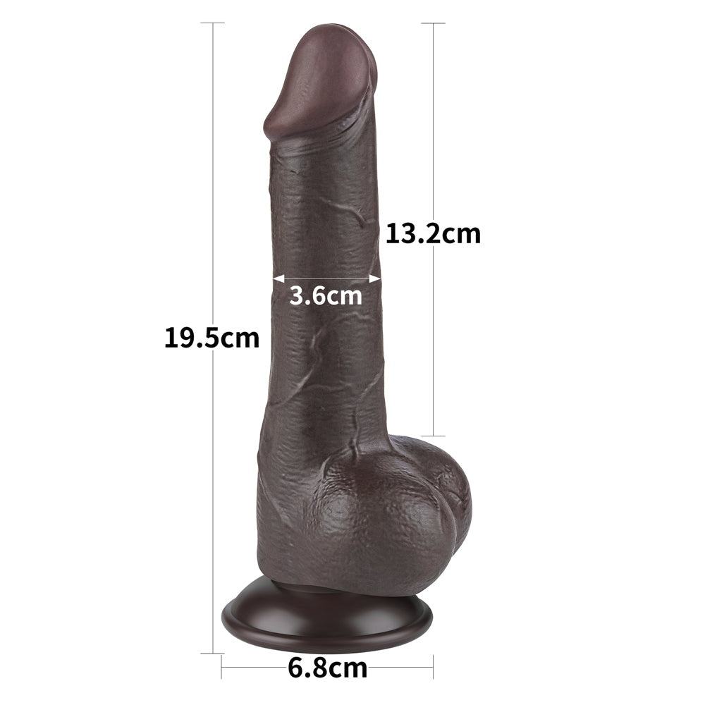 Fallo Nero Super Realistico con Pelle Scorrevole come un Membro Vero - 7.5''