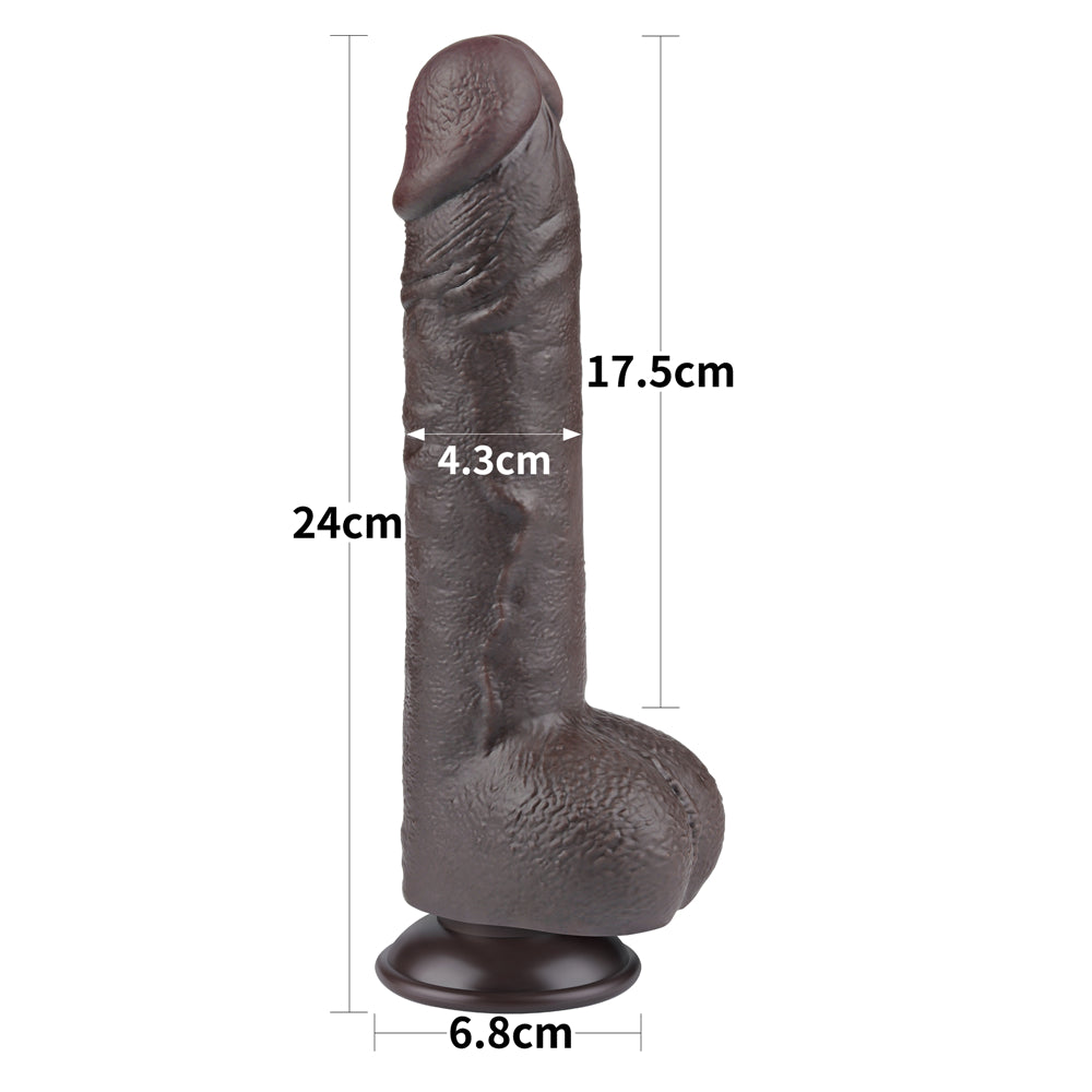 Fallo Nero Super Realistico con Pelle Scorrevole come un Membro Vero - 9.5''