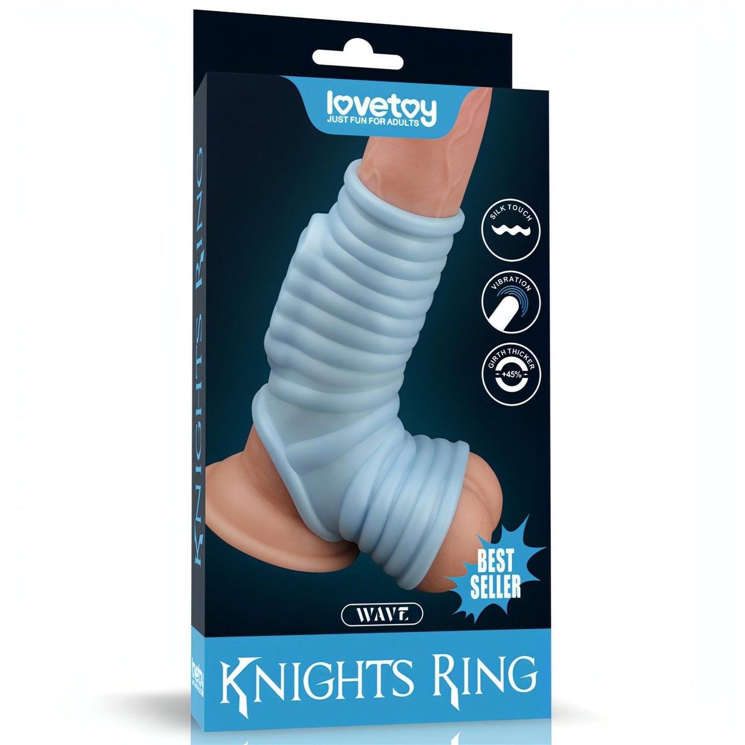 Vibrating Wave Knights Guaina Fallica Intera Stimolante con Vibrazione - Azzurro