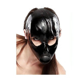 Maschera bondage in lattice nero con sfera per bocca
