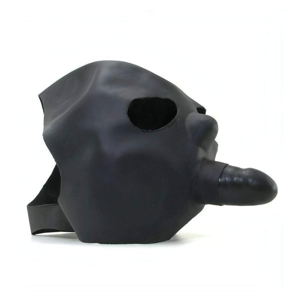 Maschera nera in lattice con pallina, vista laterale