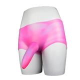 Pantaloncini silicone leopardato rosa viola con inserto pene realistico