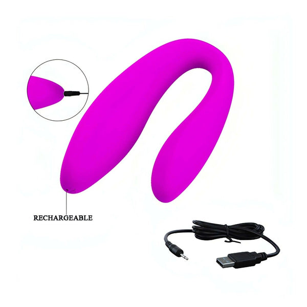 Vibratore di coppia ricaricabile USB-A cavo nero su sfondo bianco scritta RECHARGEABLE