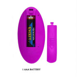 Compartimento batteria AAA vibratore coppia magenta con coperchio rimovibile e indicazioni poli