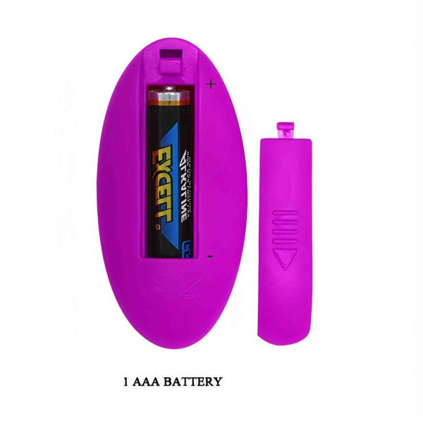 Compartimento batteria AAA vibratore coppia magenta con coperchio rimovibile e indicazioni poli