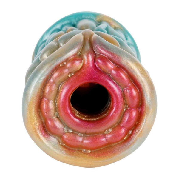 Masturbatore silicone liquido blu fiamma rosa oro struttura anelli interni