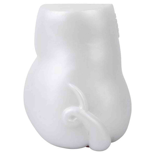 Vista posteriore maialino silicone bianco con coda curva