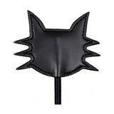 Paddle BDSM nero in ecopelle a forma di testa di gatto con orecchie a punta