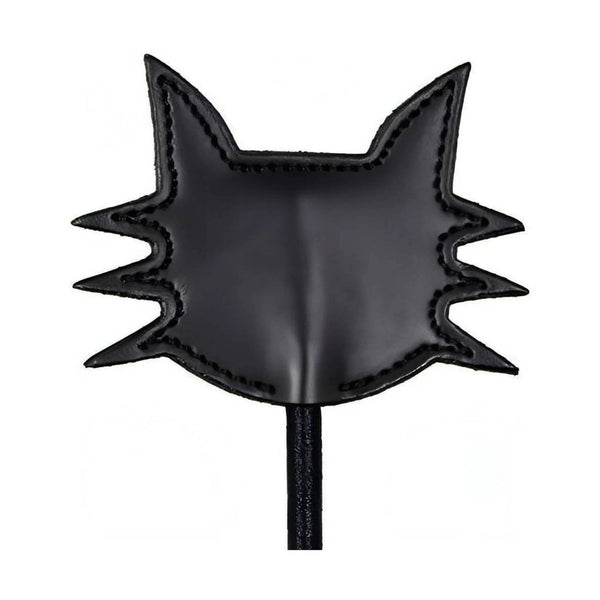 Paddle BDSM nero in ecopelle a forma di testa di gatto con orecchie a punta