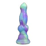 Dildo silicone Lotus Wolf colorato sfumato viola blu verde chiaro con nodo centrale