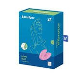 Confezione blu vibratore a dito Satisfyer Love Riot con grafica viso