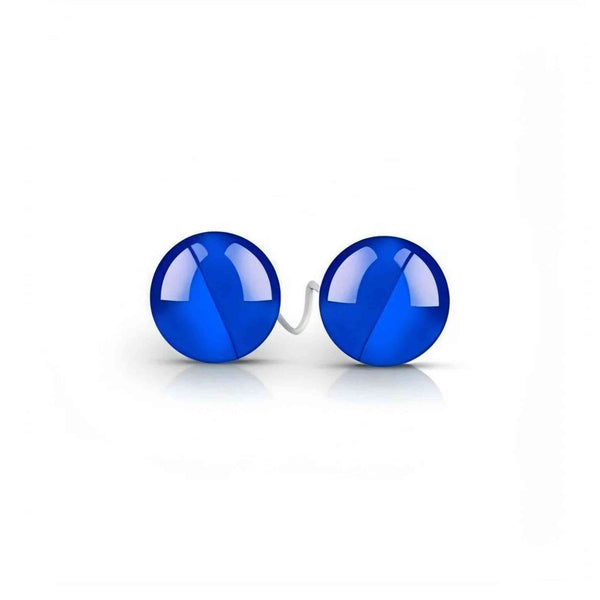 Sfere scudetto blu traslucide collegate da cavo flessibile